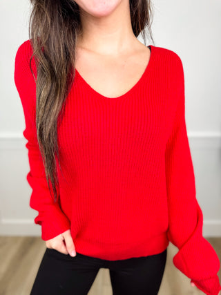 In the Present Knit Long Sleeve Red Avery Mae Sweater Top