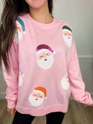 Santa Baby Cotton Blend Long Sleeve Pink Avery Mae Top