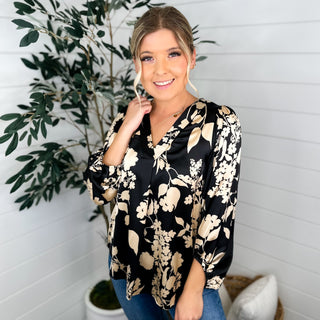 Right Direction Satin Long Sleeve Black Avery Mae Top