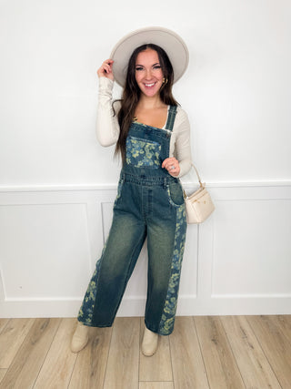 Easel Choosing Courage Cotton Blend Dark Wash Overalls