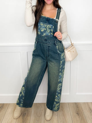 Easel Choosing Courage Cotton Blend Dark Wash Overalls