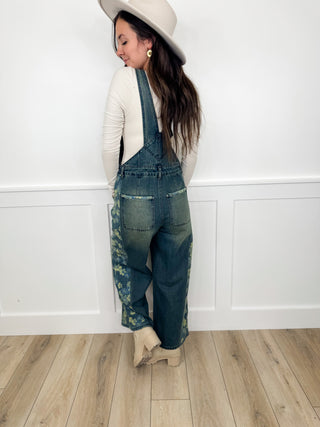 Easel Choosing Courage Cotton Blend Dark Wash Overalls