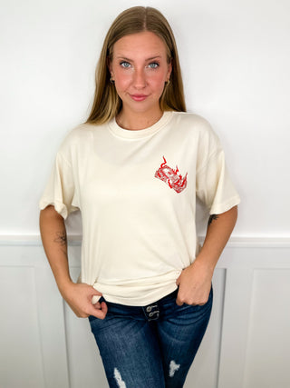 Counting Memories Cotton Short Sleeve Cream Avery Mae Graphic Tee Shirt