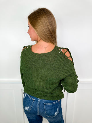 All in the Details Knit Long Sleeve Green Avery Mae Sweater Top