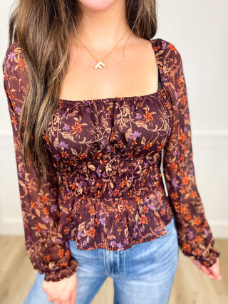 Shadow Garden Sheer Mesh Long Sleeve Plum Avery Mae Cropped Top