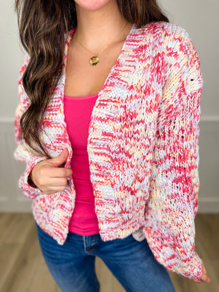 Smile More Knit Long Sleeve Pink Avery Mae Cardigan