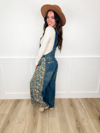 Harvest Hipster Cotton Blend Wide Leg Medium Wash Avery Mae Overalls