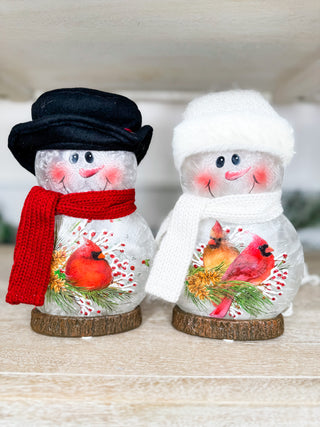 Holly Hearted Snowman Glass Light Up Decor - 2 options!