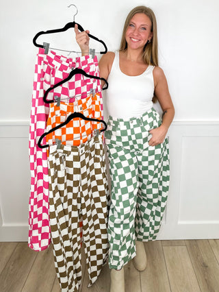 Racing Through High Rise Cotton Blend Barrel Leg Avery Mae Bottoms - 4 colors!