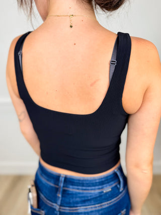 Basic Own the Look Ribbed Avery Mae Padded Cropped Tank Top - 4 colors!