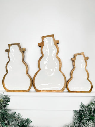 Snowman Wood Serving Platter - 3 options!