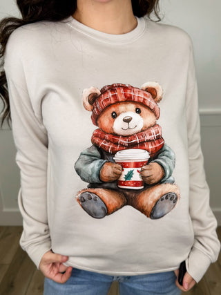 Cozy Bear Cotton Blend Long Sleeve Avery Mae Graphic Crewneck Sweatshirt - 2 colors!