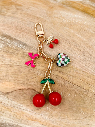 Cherry Love Gold Keychain