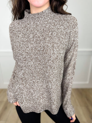 The Story is Unfolding Knit Long Sleeve Brown Avery Mae Sweater Top