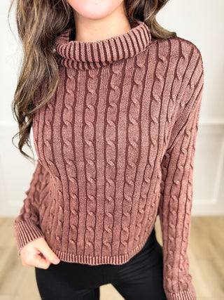 Make No Mistake Long Sleeve Brown Avery Mae Turtleneck Sweater Top