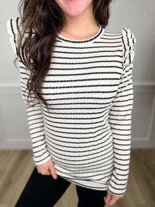 Confidence is High Ribbed Long Sleeve Ivory Avery Mae Top