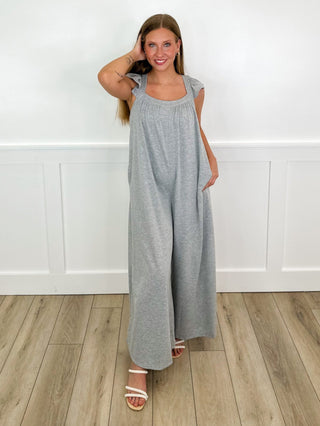 Getting Into it Grey Avery Mae Jumpsuit