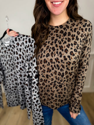Bringing the Spice Knit Long Sleeve Leopard Print Avery Mae Sweater Top - 2 colors!
