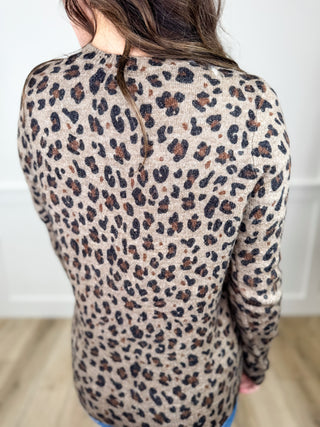 Bringing the Spice Knit Long Sleeve Leopard Print Avery Mae Sweater Top - 2 colors!
