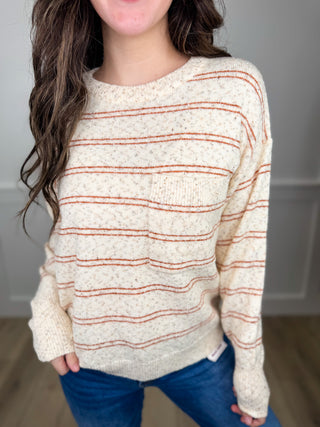 Piecing Puzzles Knit Long Sleeve Cream Avery Mae Sweater Top