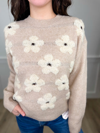 I'm Calling You Knit Long Sleeve Oat Avery Mae Sweater Top
