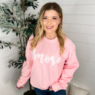 Amore Corded Long Sleeve Pink Avery Mae Graphic Top