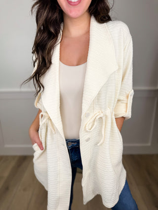 Never a Dull Moment Ribbed Long Sleeve Cream Avery Mae Shacket