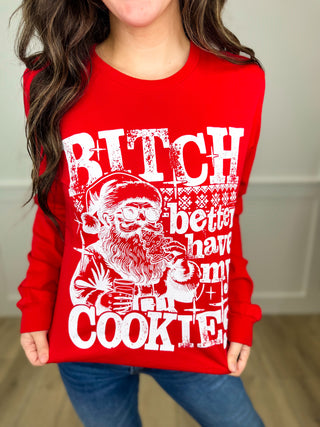 Better Have Cookies Cotton Long Sleeve Red Avery Mae Graphic Tee Shirt