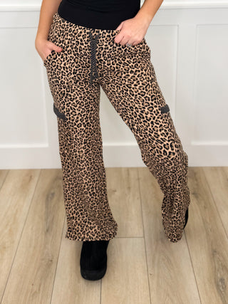 Then One Day High Rise Ribbed Leopard Print Avery Mae Bottoms