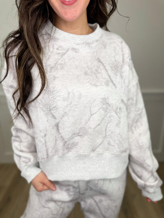 Quiet Camo Cotton Blend Long Sleeve Avery Mae Mom Cropped Sweatshirt