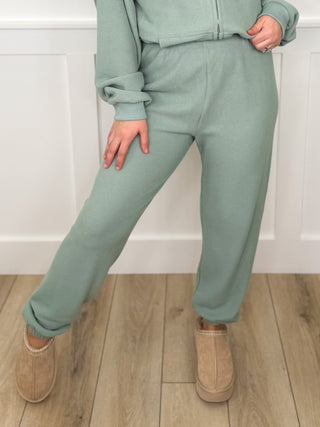Runaway Feelings High Rise Knit Green Avery Mae Joggers