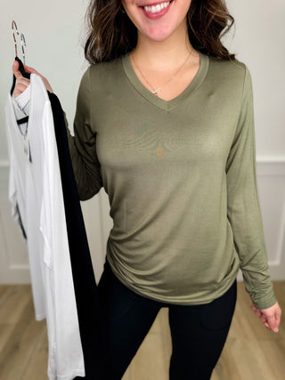 Basic Gonna Be Forever Rayon Blend Long Sleeve Avery Mae Top - 3 colors!