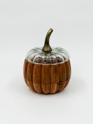 Fall Pumpkins Acacia Wood Dish - 2 options!