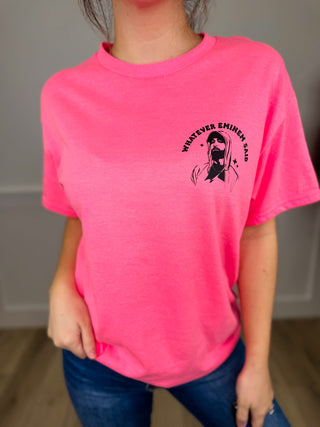 Whatever Eminem Said Cotton Blend Short Sleeve Pink Avery Mae Graphic Tee Shirt