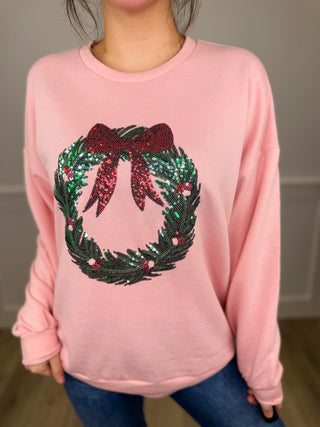 Sparkle All The Way Cotton Blend Long Sleeve Pink Avery Mae Top