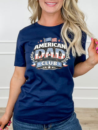 American Dad Cotton Short Sleeve Navy Avery Mae Graphic Tee Shirt (Bella+Canvas)