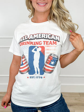 The Patriot Pour Cotton Short Sleeve White Avery Mae Graphic Tee Shirt (Gildan)
