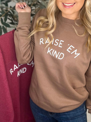 Raise Them Kind Cotton Blend Long Sleeve Avery Mae Graphic Crewneck Sweatshirt - 2 colors!