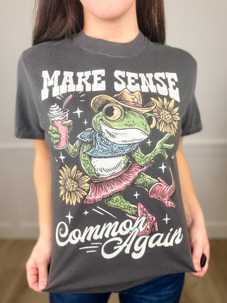 Common Sense Cotton Short Sleeve Charcoal Avery Mae Graphic Tee Shirt