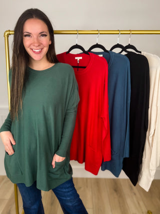 Figure it Out Knit Long Sleeve Avery Mae Sweater Top - 5 colors!