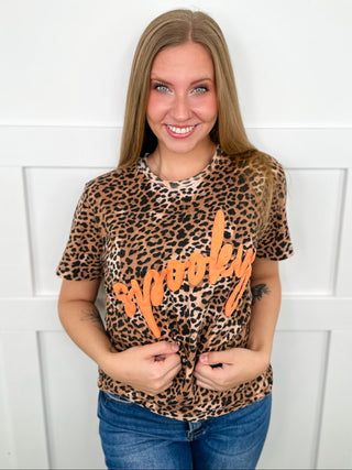 Wild & Spooky Cotton Blend Short Sleeve Leopard Avery Mae Graphic Tee Shirt