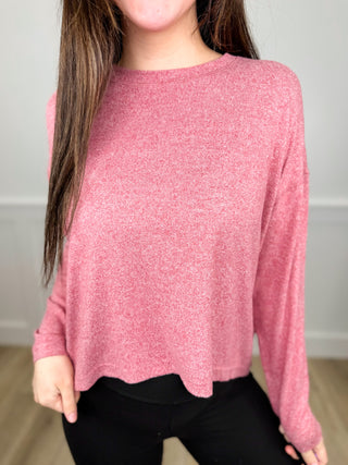 Mono B Just Smiling Long Sleeve Mom Cropped Top - 2 colors!