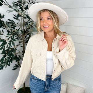 Miss Independent Corduroy Long Sleeve Cream Avery Mae Jacket