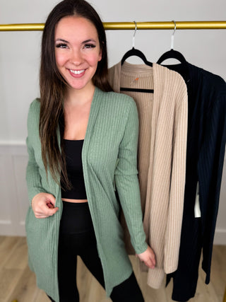 Mono B Energy Flows Ribbed Long Sleeve Cardigan - 3 colors!