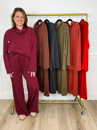 Dear Scarlett Soft Moments High Rise Ribbed Wide Leg Set - 6 colors!