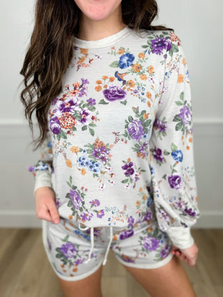 All in Bloom Long Sleeve Floral Print Avery Mae Short Set