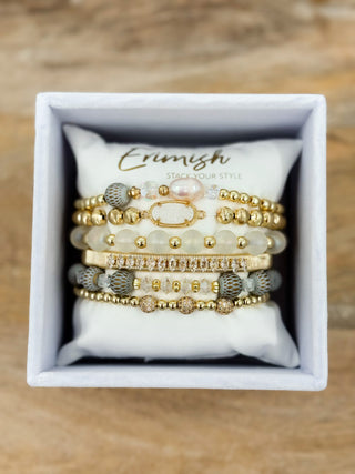 Erimish Starlight Touch Gold Pillow Stack Bracelet Set