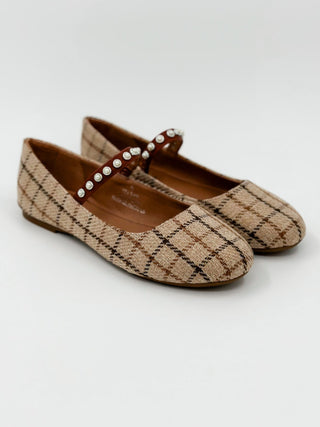 Corkys Silent Conversations Plaid Tan Flats