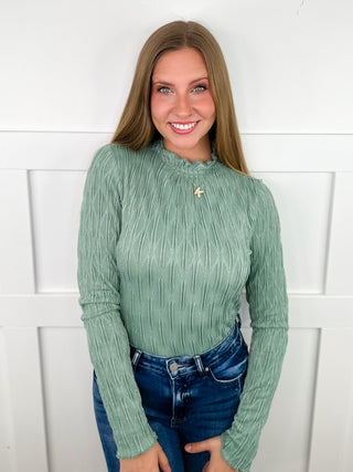 Sweet Serenity Long Sleeve Mint Green Avery Mae Mock Neck Top