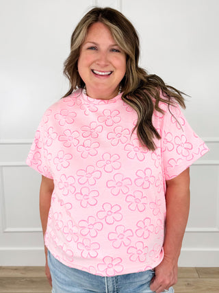 Enjoy the Little Things Rayon Blend Short Sleeve Pink Avery Mae Top